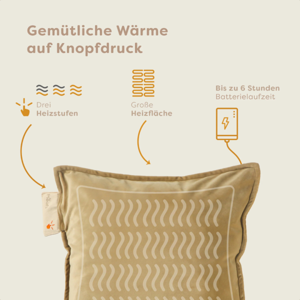 Pleafs Heizkissen Plush 45x45cm Crewel Tan, 1 Stk